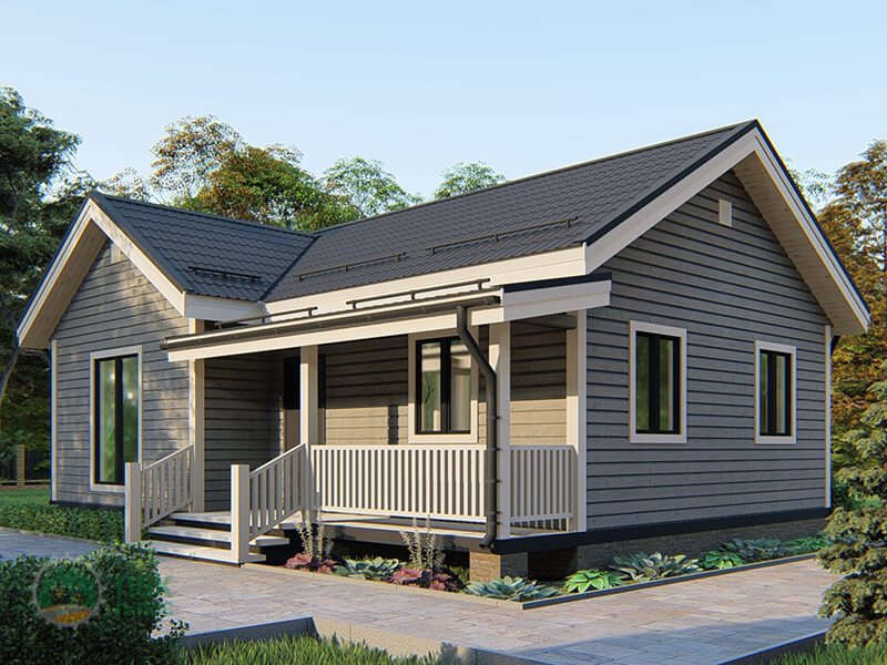 Дом из бруса «Омолон» 10х7.25 с террасой