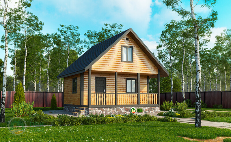 Баня из бруса из бруса «Плотница» 6х6 с мансардой и террасой