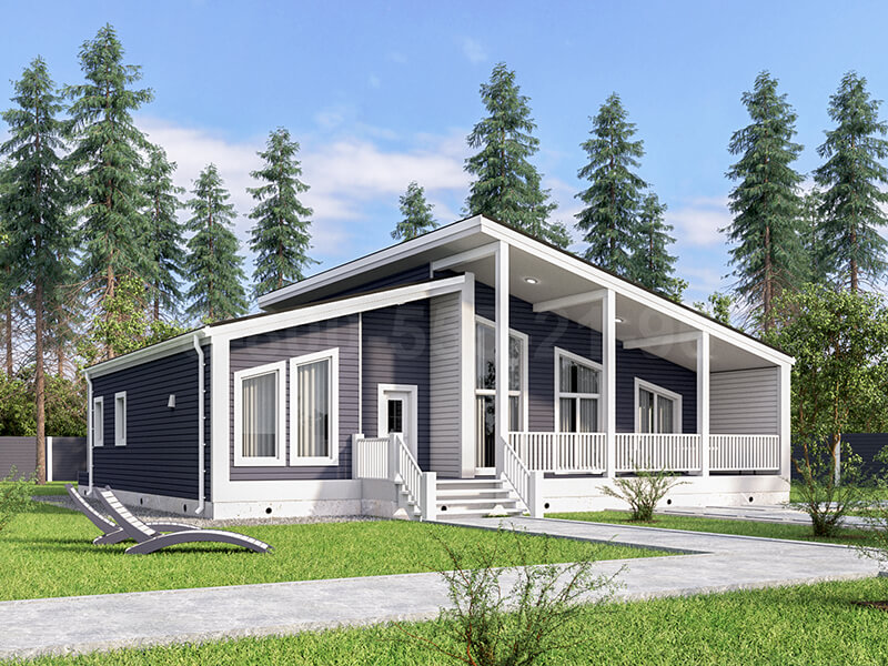 Одноэтажный каркасный дом «Миссури» 15х15 с террасой