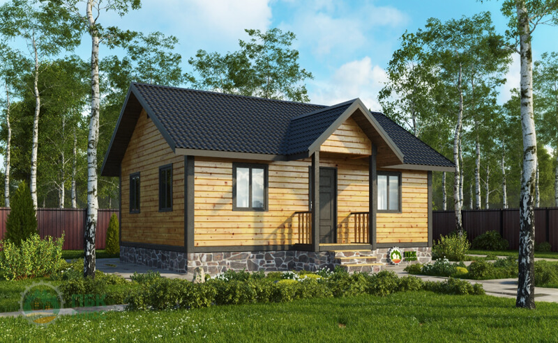 Дачный домик из бруса «Нолгаш» 8х6 с крыльцом