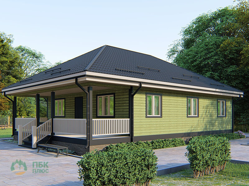 Одноэтажный дом из бруса «Арда» 13,5х9 с террасой