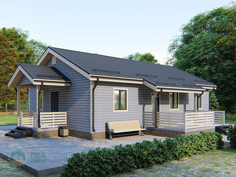 Одноэтажный каркасный дом «Омь» 13.8х11 м.