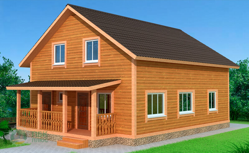 Большой дом из бруса «Алазея» 12.5х8 с террасой