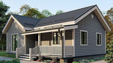 Дом из бруса «Омолон» 10х7.25 с террасой