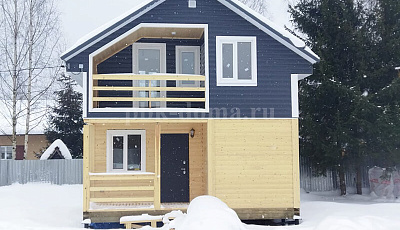 Двухэтажная баня из бруса 6х6м в Тверской области.