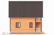 фасад полутораэтажного каркасного дома 8х8 с прямой двускатной кровлей