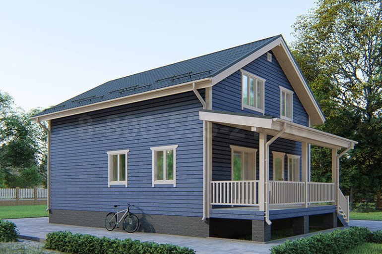 Полутораэтажный каркасный дом «Алазея» 13х8