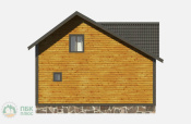 фасад полутораэтажного дома из бруса 8х6 с балконом