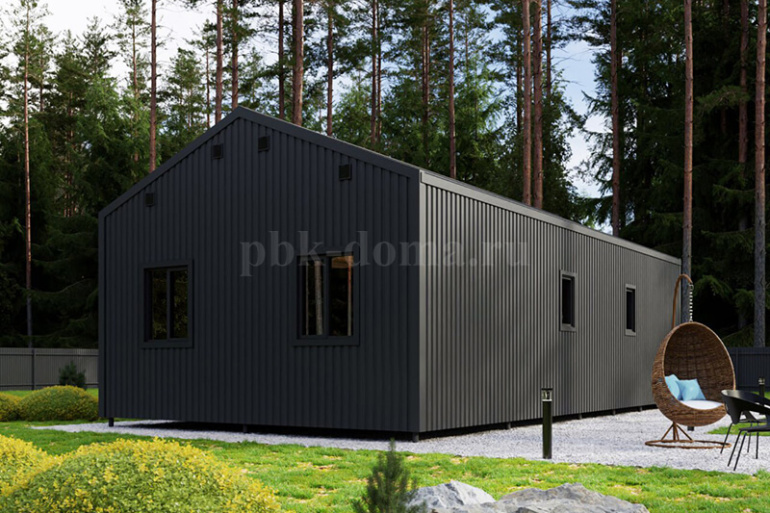 Каркасный дом в стиле БарнХаус «Вельгия» 12х6 с террасой