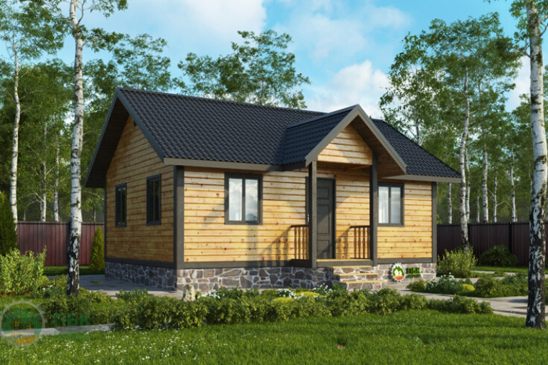 Дачный домик из бруса «Нолгаш» 8х6 с крыльцом
