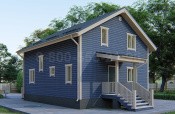 полутораэтажный каркасный дом 13х8 с террасой и крыльцом