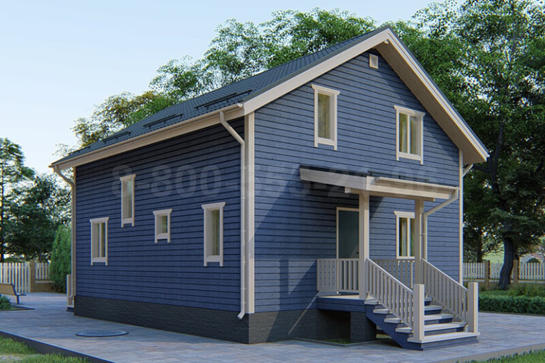 Полутораэтажный каркасный дом «Алазея» 13х8