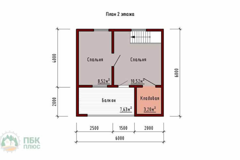 Баня из бруса «Робейка» 6х6 в полтора этажа с террасой