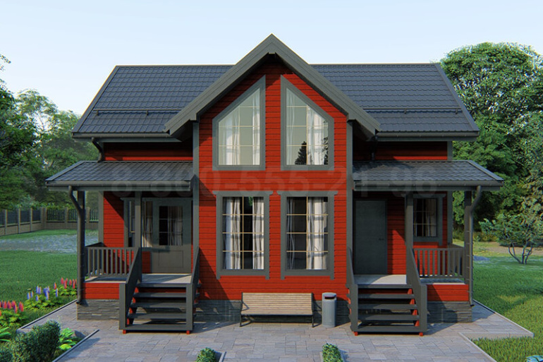 Полутораэтажный каркасный дом «Сена» 10х7.5