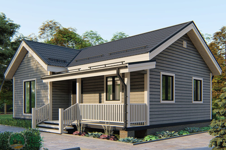 Дом из бруса «Омолон» 10х7.25 с террасой