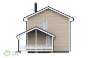фасад двухэтажного каркасного дома 12х8,9 с прямой двускатной крышей