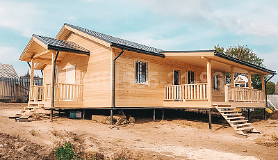 Одноэтажный каркасный дом 13,8х11м. в Тверской области.