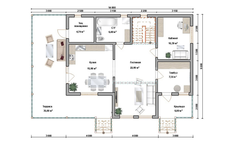 Каркасный дом со вторым светом «Москва» 14х9