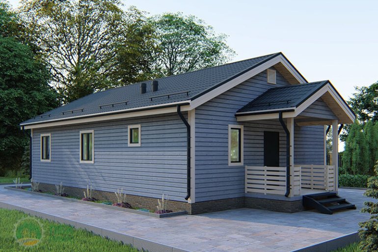 Одноэтажный каркасный дом «Омь» 13.8х11 м.