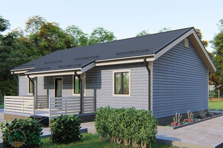 Одноэтажный каркасный дом «Омь» 13.8х11 м.