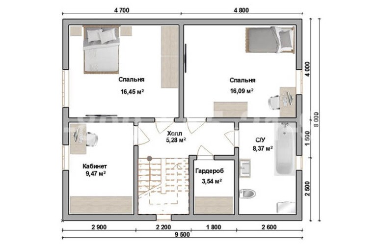 Полутораэтажный каркасный дом «Алазея» 13х8
