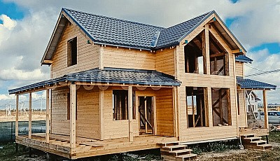 Каркасный двухэтажный дом 12 на 7,5 м. в Ленинградской области.