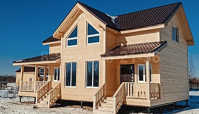 Каркасный двухэтажный дом 12х7,5м. в Ленинградской области.