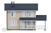 фасад двухэтажного дома из бруса 12х8,9 с террасой