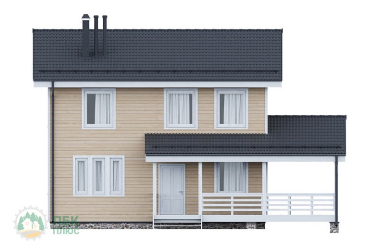 Двухэтажный дом из бруса «Онон» 12х8.9 с террасой