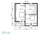 планировка 2 этажа небольшого дома из бруса 8х8 с террасой