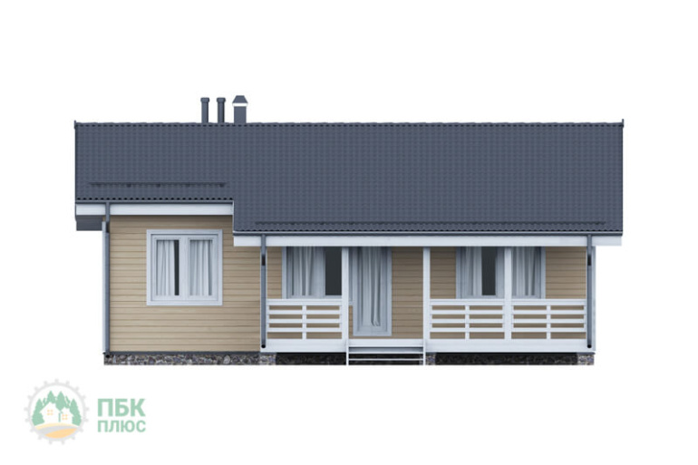 Одноэтажный дом из бруса «Витимкан» 11х11 с террасой