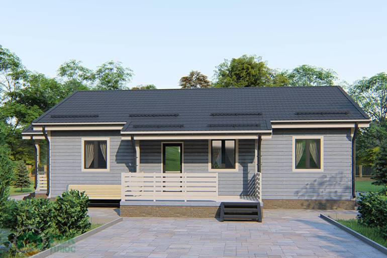 Одноэтажный каркасный дом «Омь» 13.8х11 м.