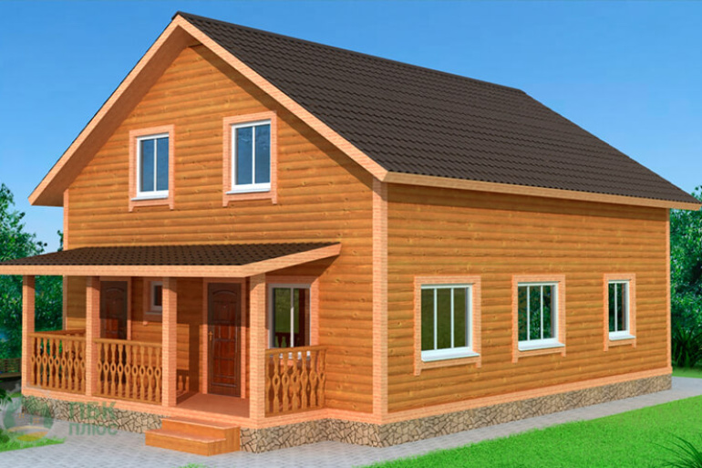 Большой дом из бруса «Алазея» 12.5х8 с террасой