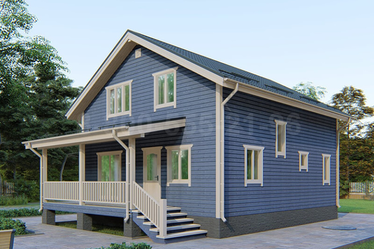 Полутораэтажный каркасный дом «Алазея» 13х8