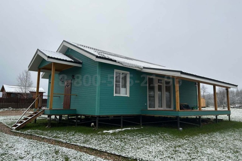 Одноэтажный каркасный дом «Омь» 13.8х11 м.