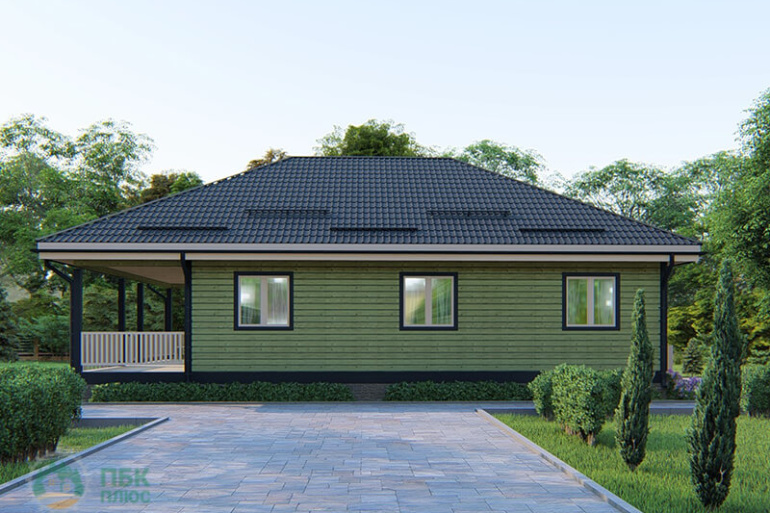 Одноэтажный дом из бруса «Арда» 13,5х9 с террасой