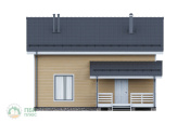фасад полутораэтажногго дома из бруса 10х9,5 с террасой