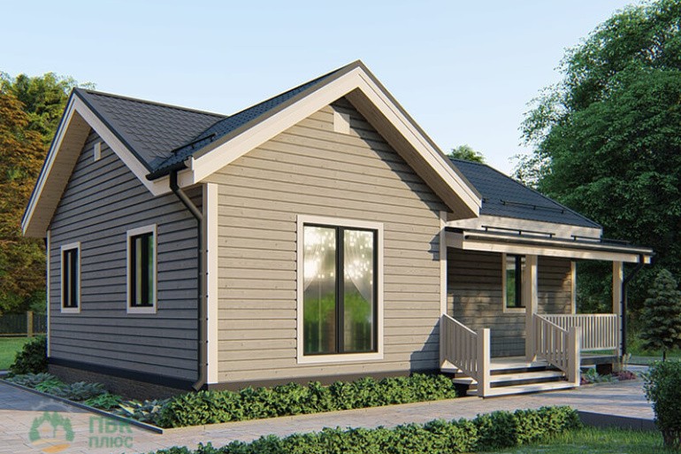 Дом из бруса «Омолон» 10х7.25 с террасой