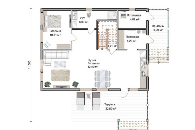 Мансардный каркасный дом «Урал» 12,5х11