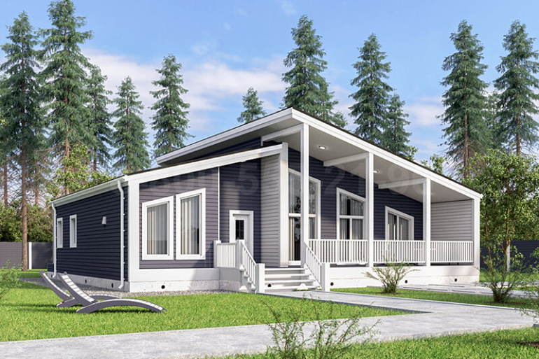 Одноэтажный каркасный дом «Миссури» 15х15 с террасой