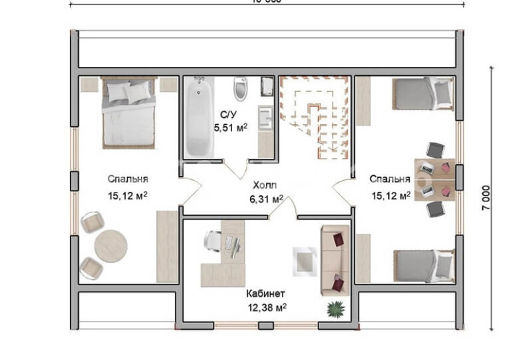 Мансардный каркасный дом «Урал» 12,5х11