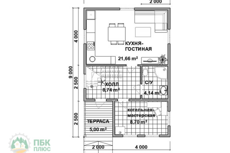 Дом из профилированного бруса «Коктуш» 9х6 с террасой