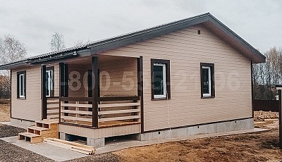 Одноэтажный каркасный дом 10х11м. в Московской области.