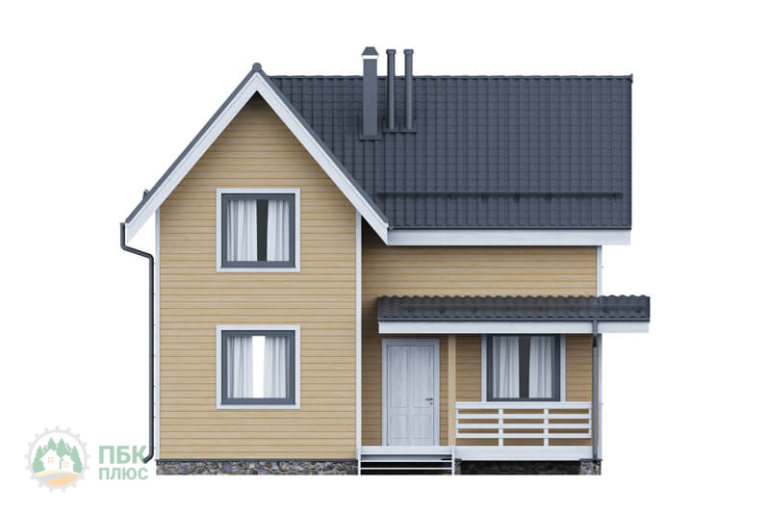 Дом из бруса с двускатной крышей «Вычегда» 9х7 с террасой