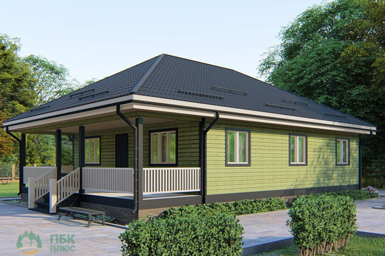 Одноэтажный дом из бруса «Арда» 13,5х9 с террасой