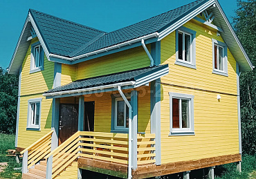 Двухэтажный дом из бруса 9х7м. в Тульской области.