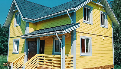 Двухэтажный дом из бруса 9х7м. в Тульской области.