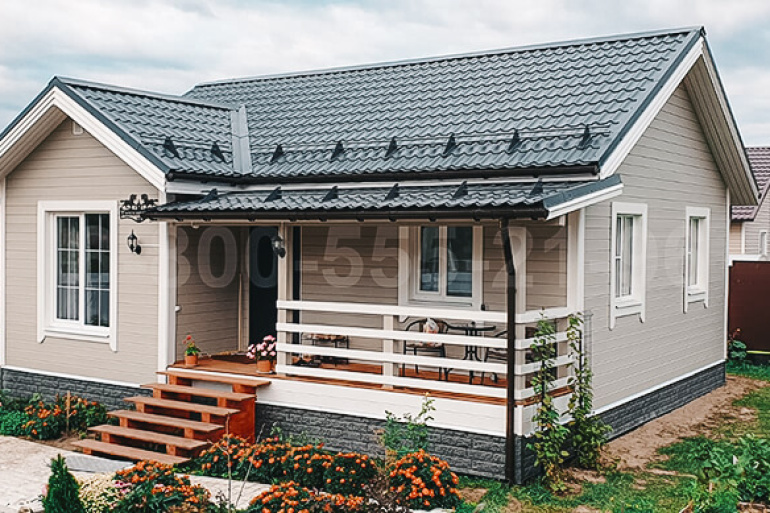 Каркасный одноэтажный дачный дом «Омолон» 10х7.25