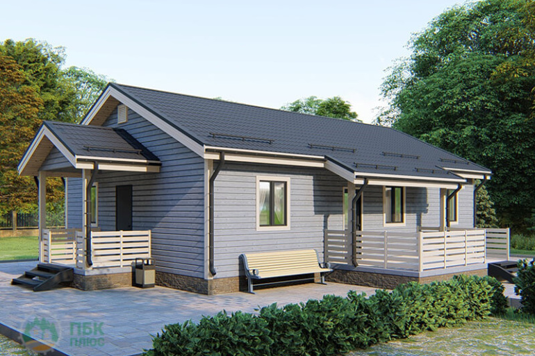 Одноэтажный каркасный дом «Омь» 13.8х11 м.