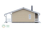 фасад одноэтажного каркасного дома 11х11 с прямой двускатной крышей